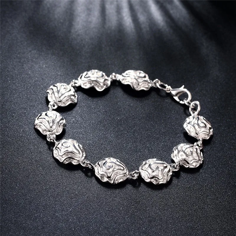 Hete Verkoop Mode 925 Sterling Zilveren Armband Voor Vrouw Mooie Rose Bloemenketting Huwelijksfeest Kerstcadeaus Goede Sieraden