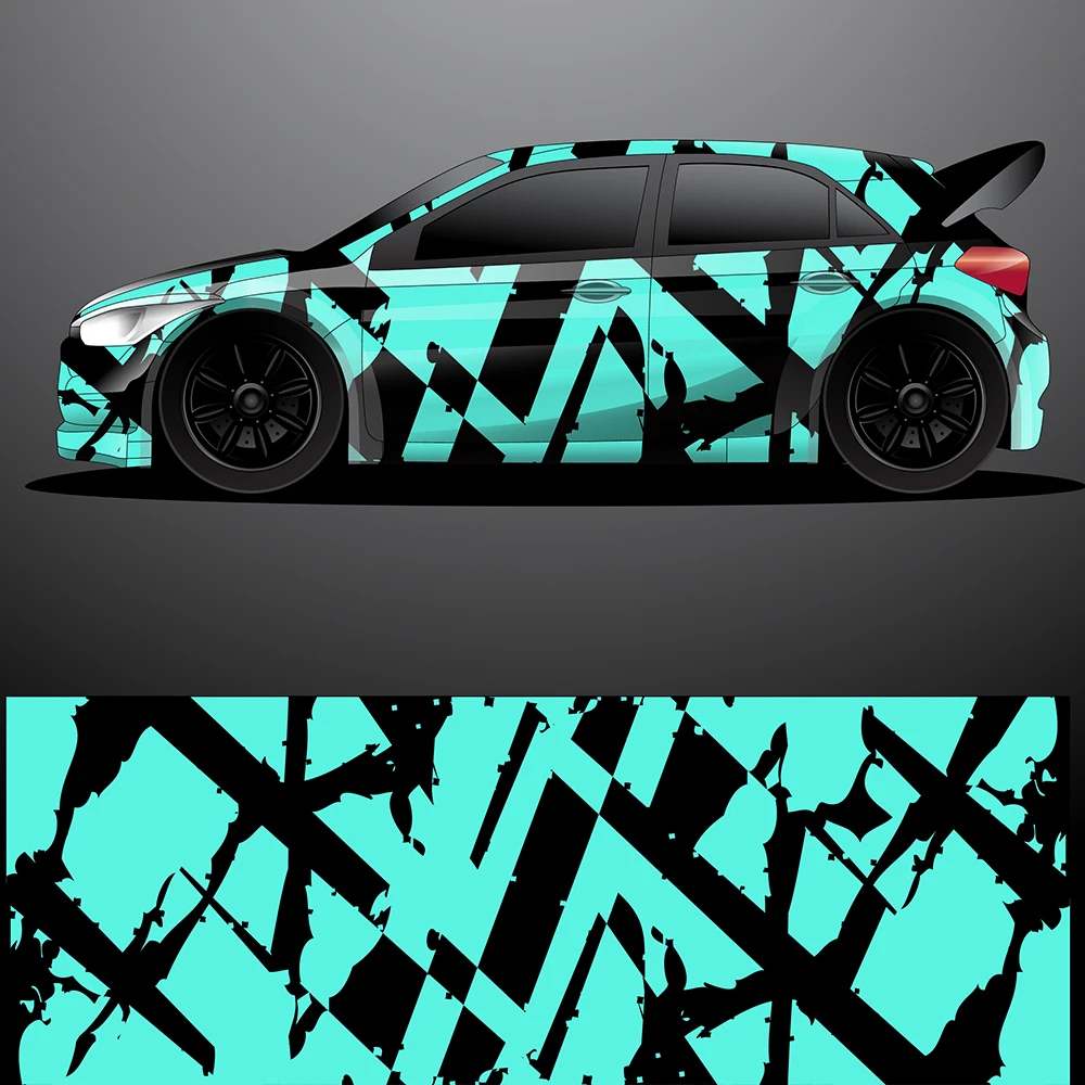 Черно-фиолетовый красочный полноразмерный гоночный RV графические наклейки