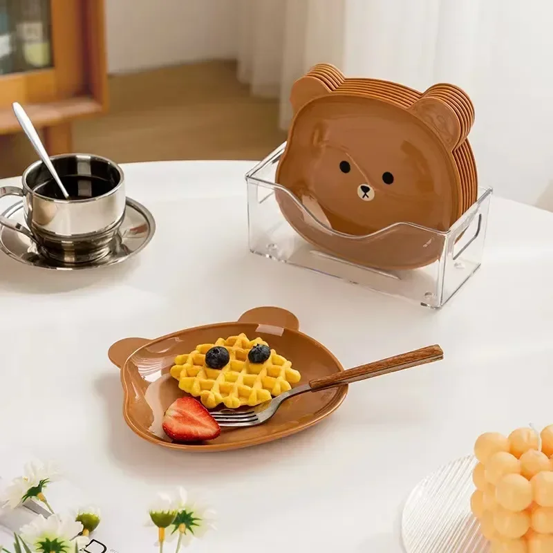 

Cute Mini Cartoon Shape Bear Bone Spitting Tray Creative Desktop Trash Snack Food Fruit Kawaii Kitchen Cutlery Easy To Clean