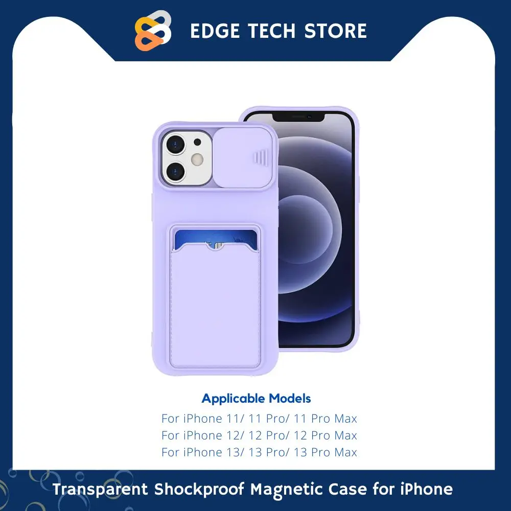 

Slide Camera Protection Bag Card Phone Case For iPhone 13 12 11 Pro Max X XR XS 6 6S 7 8 Plus Mini SE Soft Silicone Wallet Cover