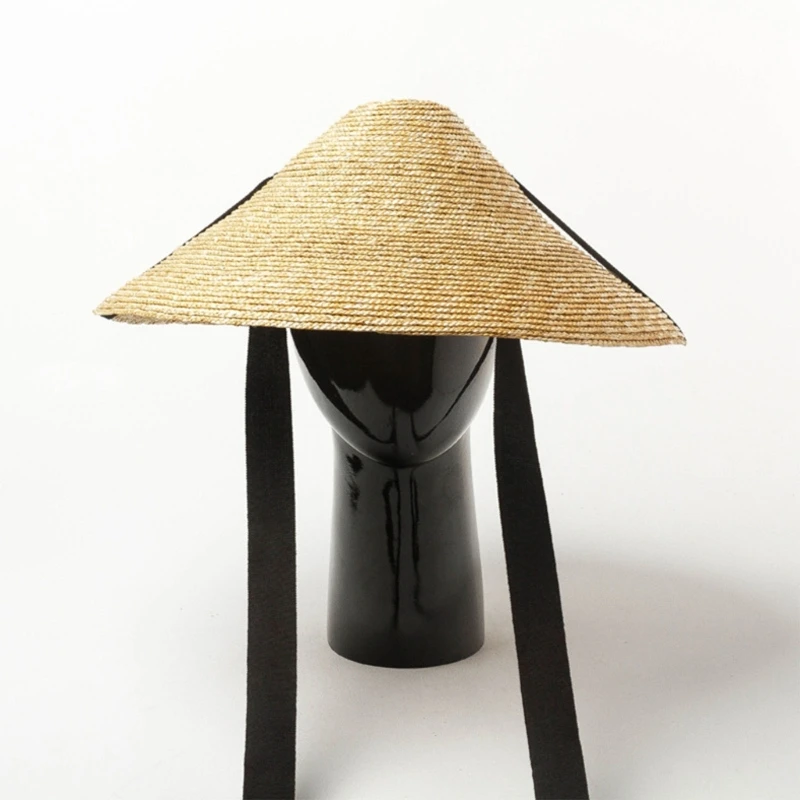 

Women Wide Brim Straw Hat Beach Summer Hat Fashionable Travel Accessory DXAA