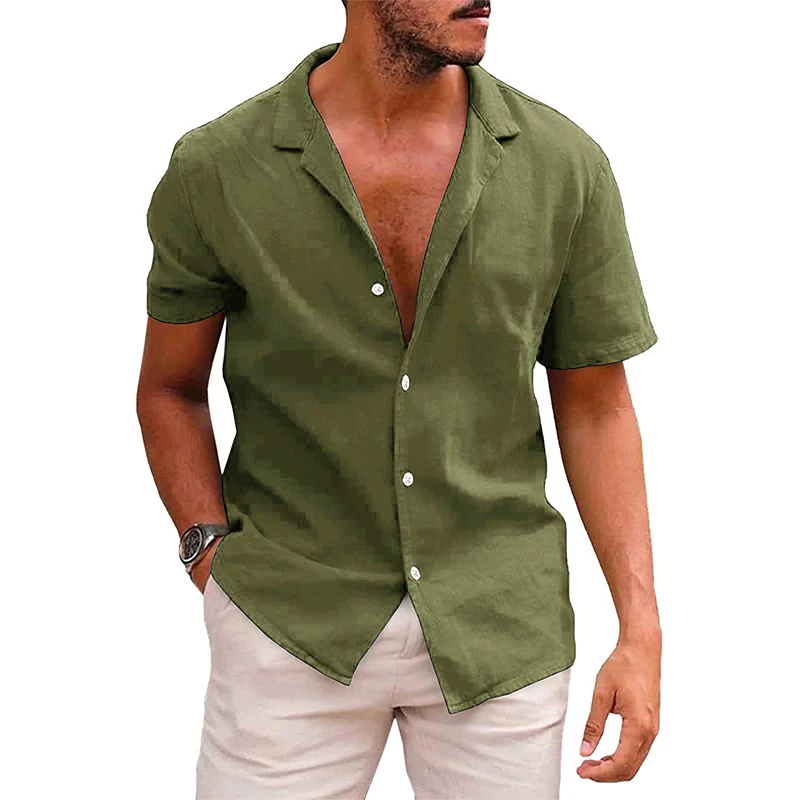 

2023 Summer New Shirts For Men Oversizes Solid Color Casual Man Tops Fashion Hawaii Beach Cardigan Unisex Blouses