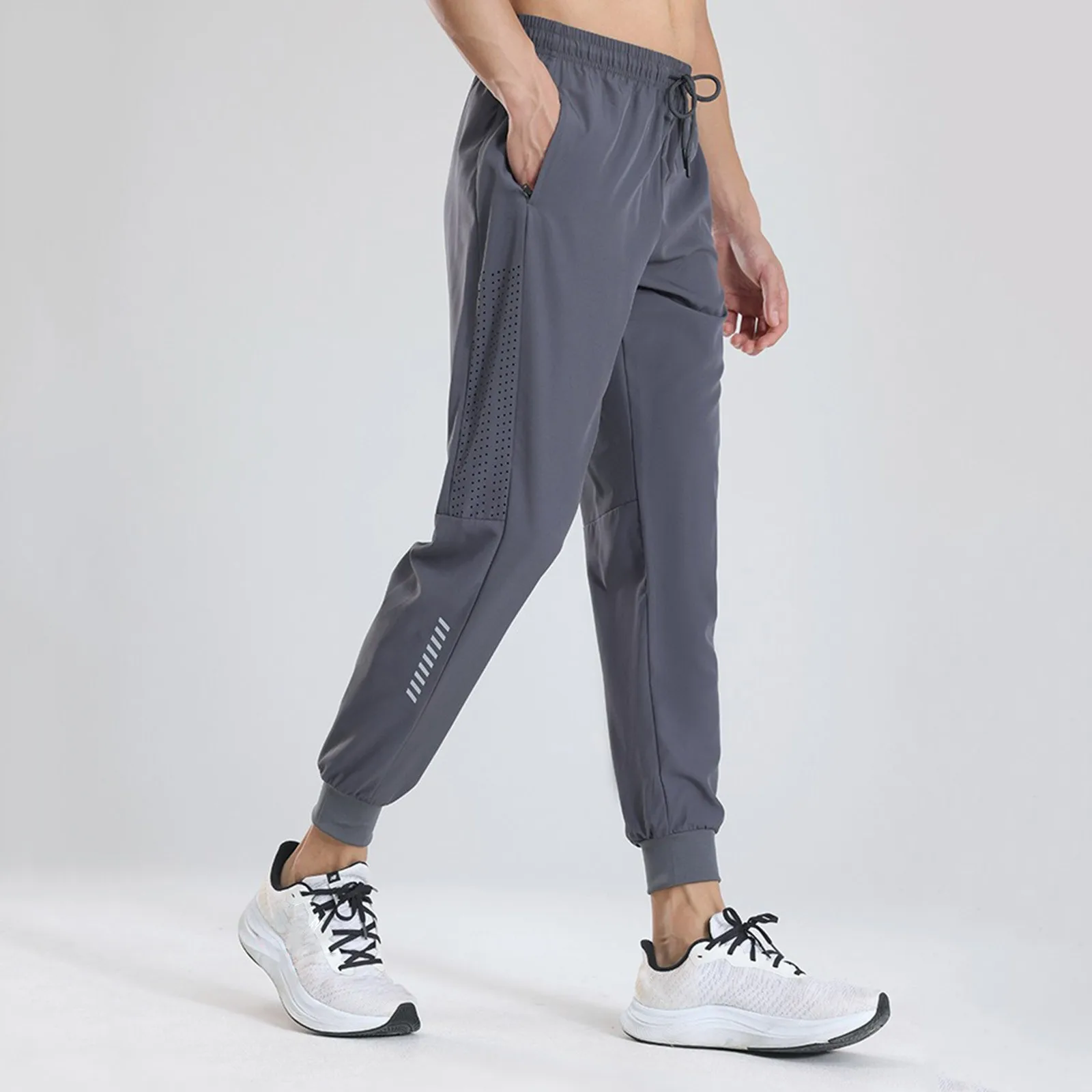 Джоггеры мужские на молнии с карманами быстросохнущие спортивные штаны дышащие