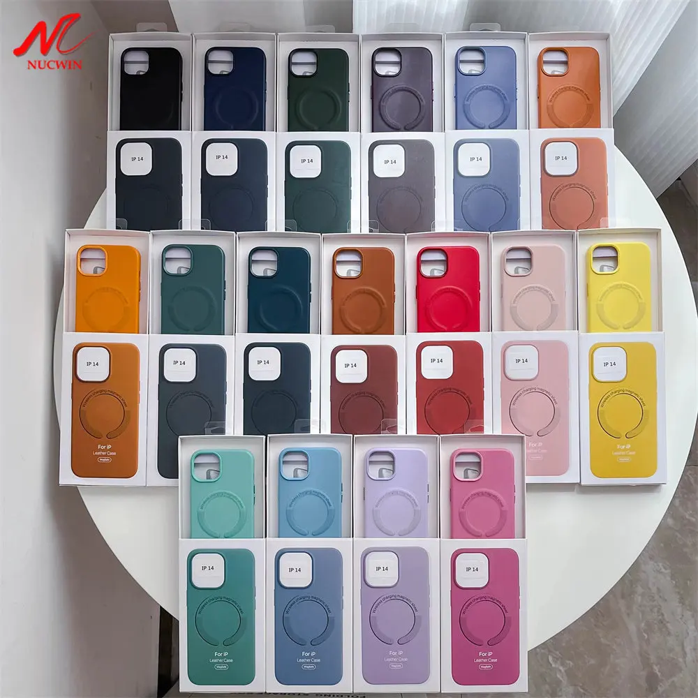 

For iPhone 14 Pro Max Magsafe Case Luxury Original Magnetic Charging Leather Phone Case Cover for iPhone 12 13 Pro Max With Box