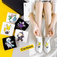 2022 new arrival pikachu summer women socks cartoon anime short socks cotton girl ankle socks kawaii cute harajuku funny socks