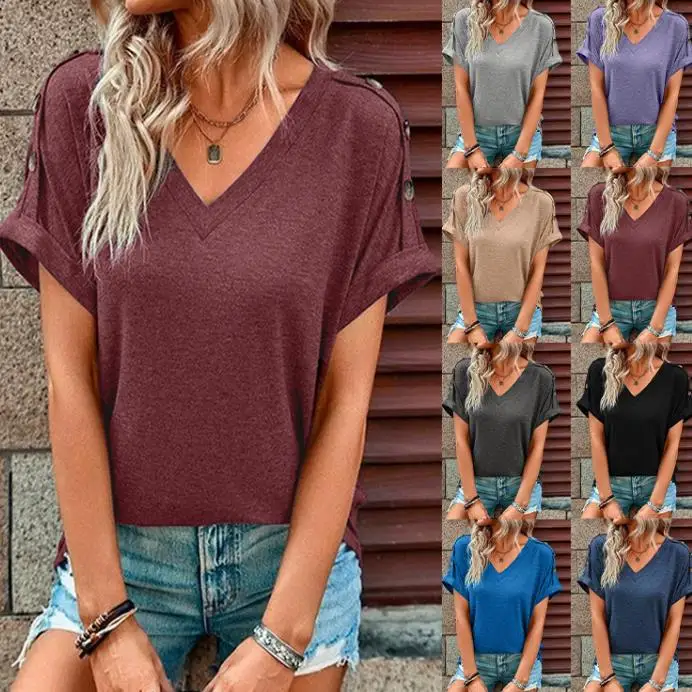 

casual solid color half sleeved T-shirt