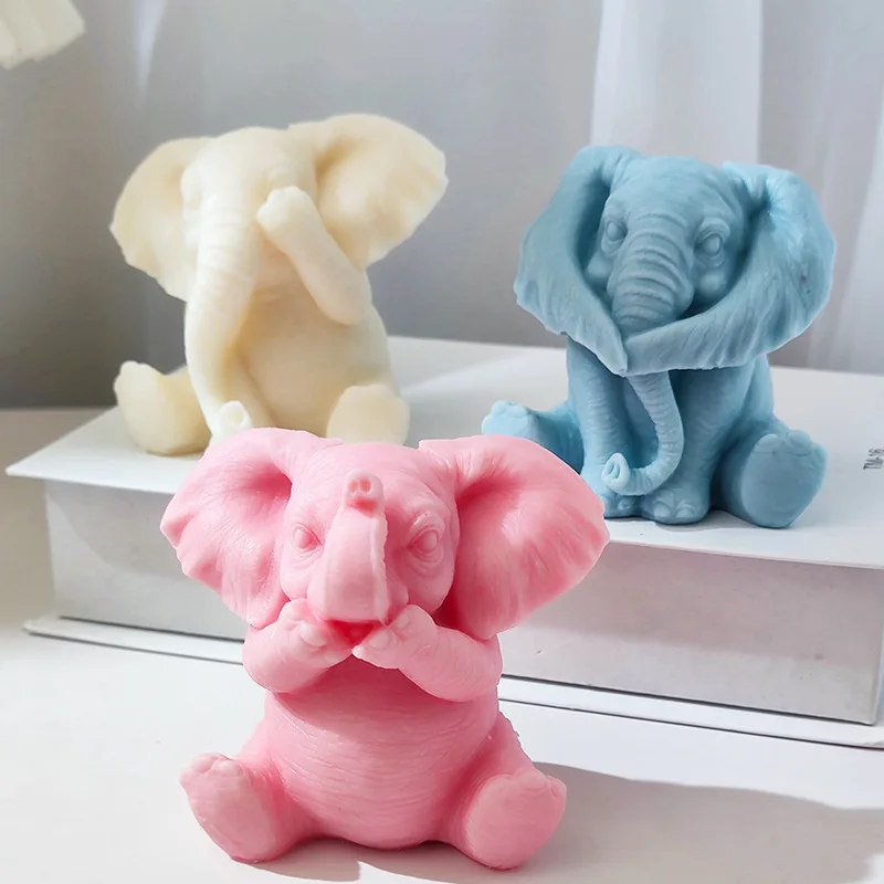 

SZ859 Don't Look No Say Non Listen Elephant Silicone Candle Soap Molds 3D DIY Craft Home Decoration Mould