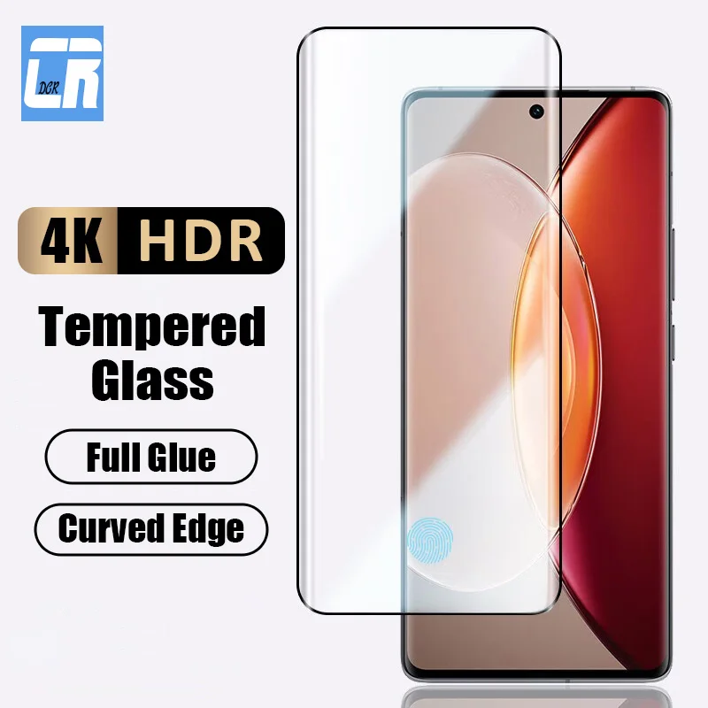 

4K Curved Tempered Glass For Vivo X90 X90S X80 X70 V27 V25 Screen Protector iQOO 8 9 10 11 Pro S17 S16 Y78 Plus Protective Film