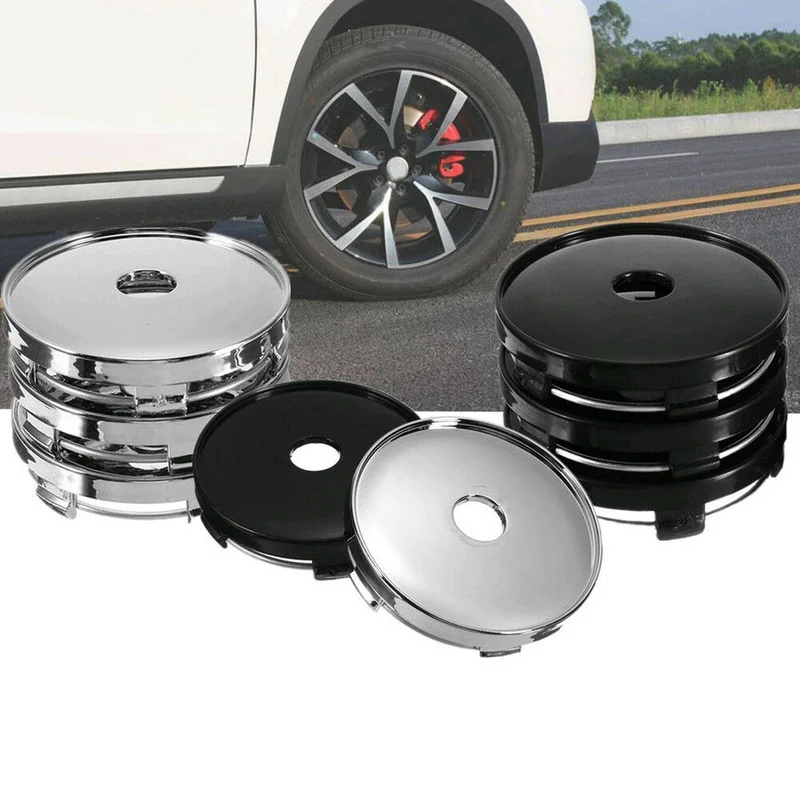 

4pcs 60mm Silver Black Universal Car Tuning Wheel Tire Rims Center Hub Caps Cover Decorative ABS Plastic Car Accessories