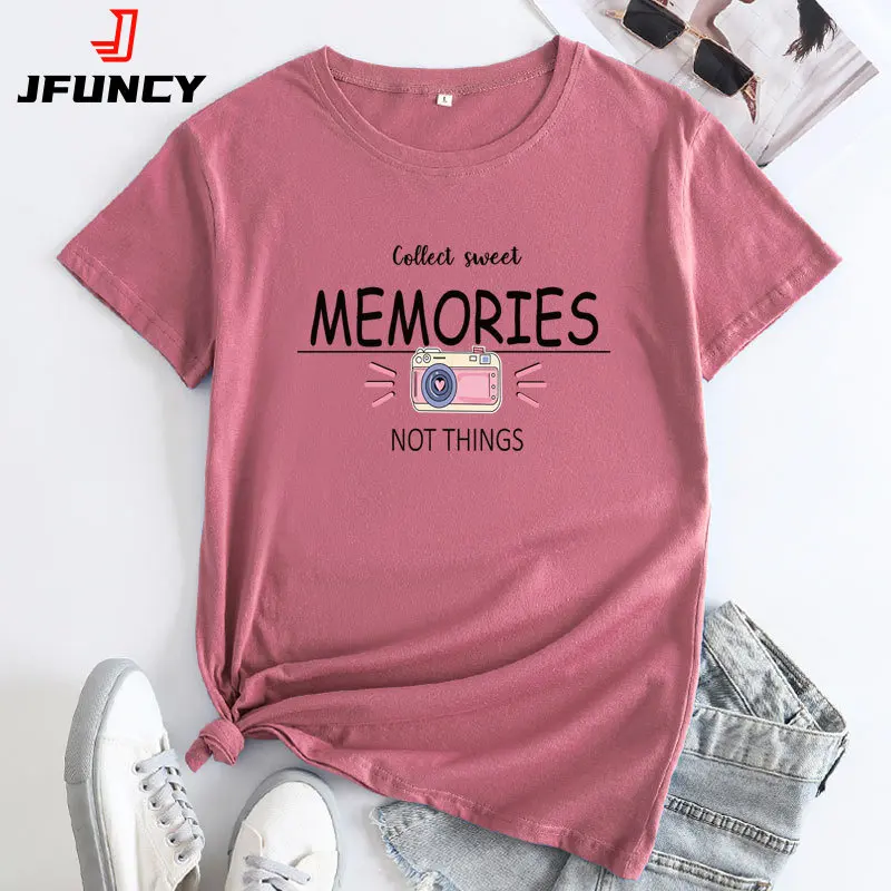 

JFUNCY Women's Oversized T-shirt Women Cotton Tops Female Short Sleeve Tee Summer Woman Clothes Graphic T Shirts Ladies Tshirt