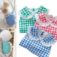 puppy sleeveless vest pet plaid shirt lapel ultra thin pet clothes breathable sunscreen popular cat clothing spring and summer