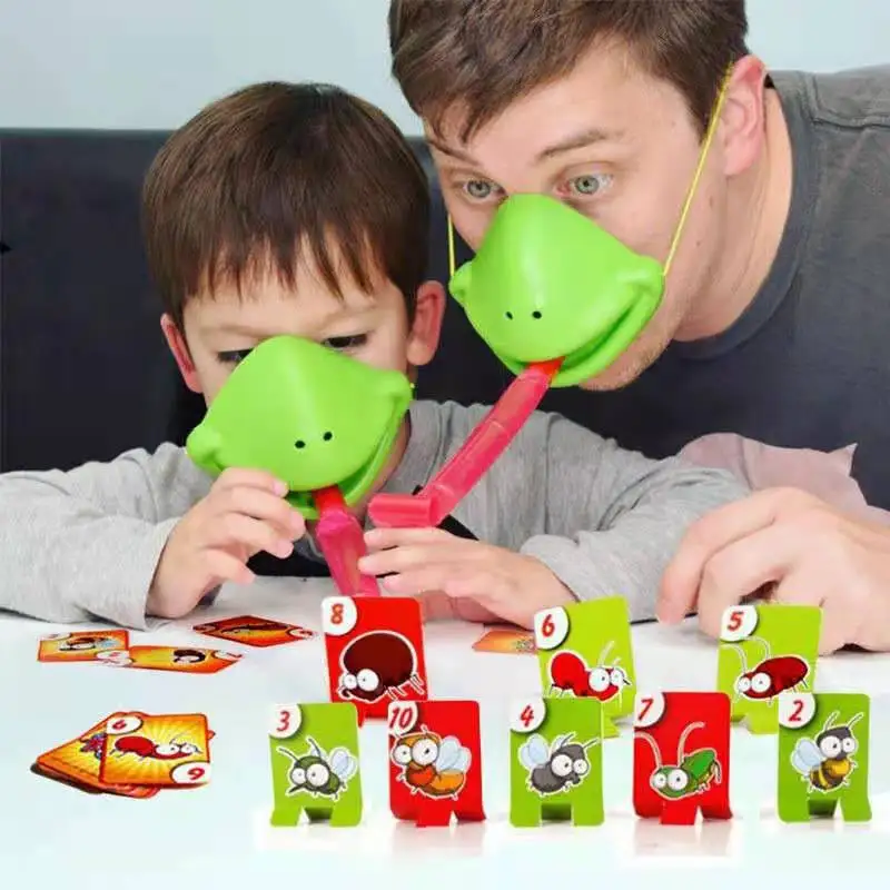 

Frog Desktop Greedy Chameleon Lizard Mask Tongue Out Face Mask Chess Board Funny Desktop Parent-child Interactive Game Party Toy