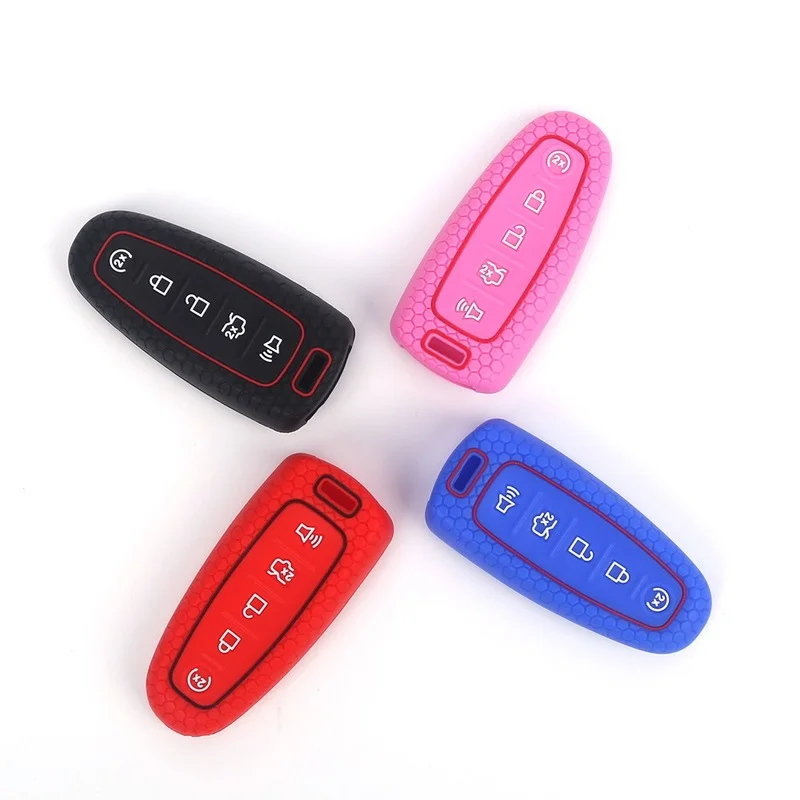 

Car Key Case for Ford Edge 5 Button Smart Card Remote Control Silicone Key Cover Key Chain Key Cover Car Accessories Auto Shell