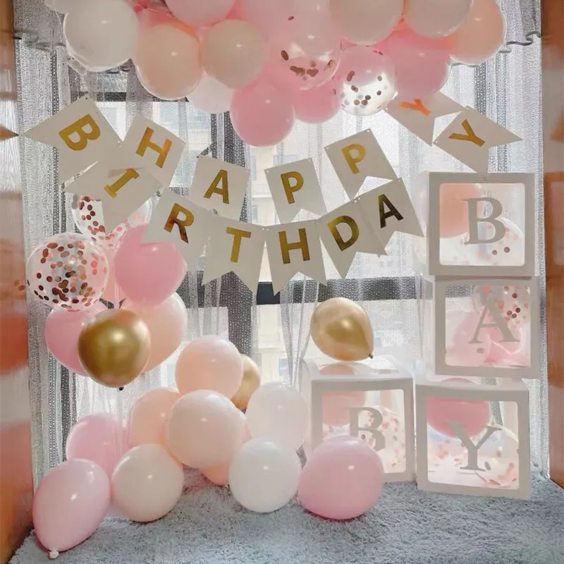 

Transparent Balloons Box Wedding Party Decors Baby Shower Decorations Baby 1st One Birthday Party Decor Gift Babyshower Supplies