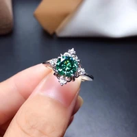 green moissanite personality design new ring 925 sterling silver beautiful color sparkling 1 carat diamond d vvs1