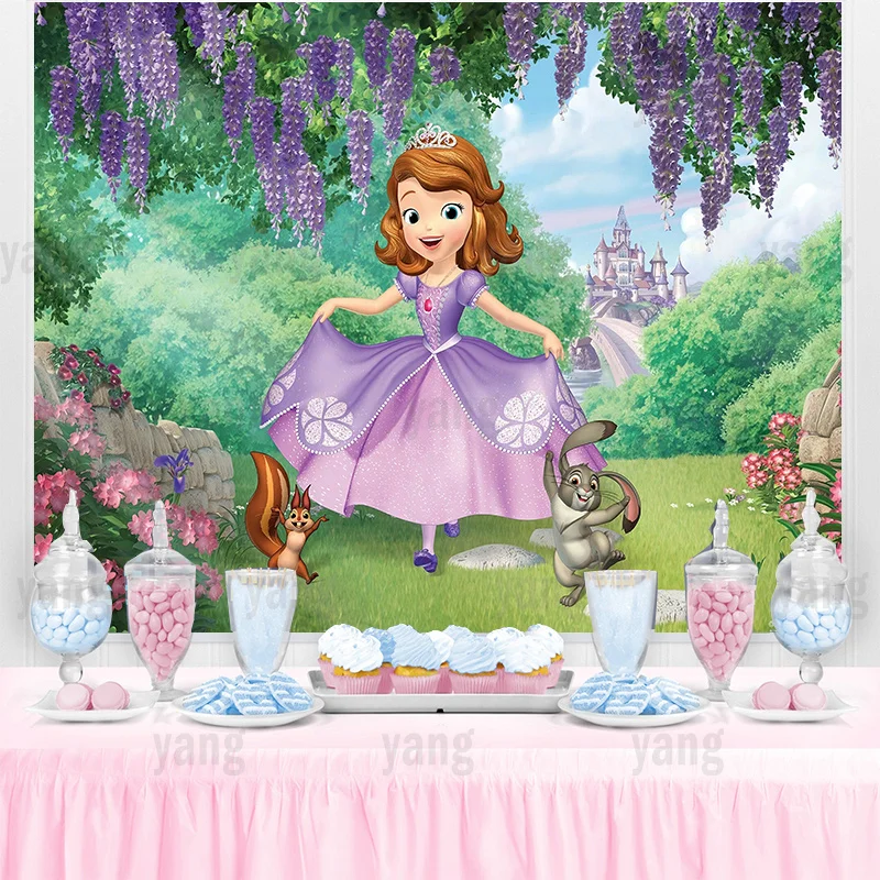

Disney Sofia Cute Princess Rabbit Purple Dress Park Castle Bubble Frozen Backdrop Girls Birthday Party Baby Shower Banner