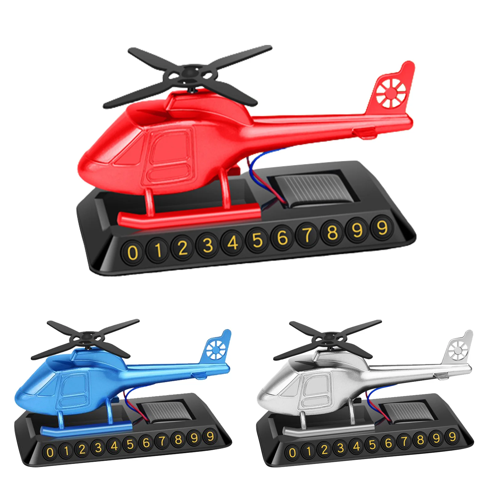 

Car Helicopter Air Freshener Dashboard Perfume Decoration Solar Power Plane Fragrance Diffuser Ornament with Phone Number Holder