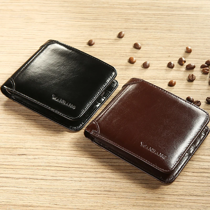 New Arrival Men's RFID Genuine Leather Trifold Wallet For Man ID Credit Bank Card Holder Small Pocket Black Brown Base Wallets
