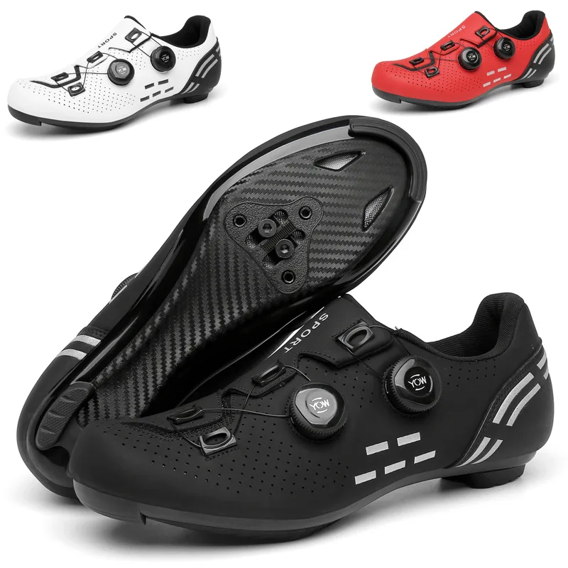 New Road Self-locking Cycling Shoes Microfiber Surface Nylon Rubber Hard Bottom Bike Help Swivel Buckle Lock Riding Equipment