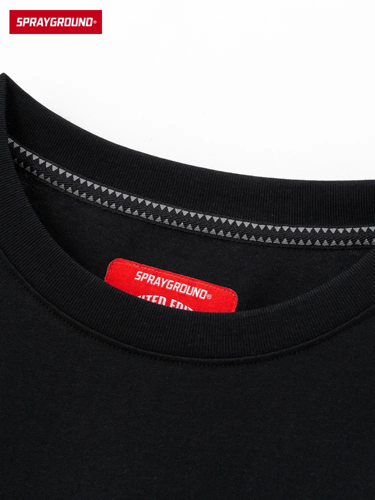 Sprayground 2024 летняя футболка с короткими рукавами и вышивкой в виде акулы модная