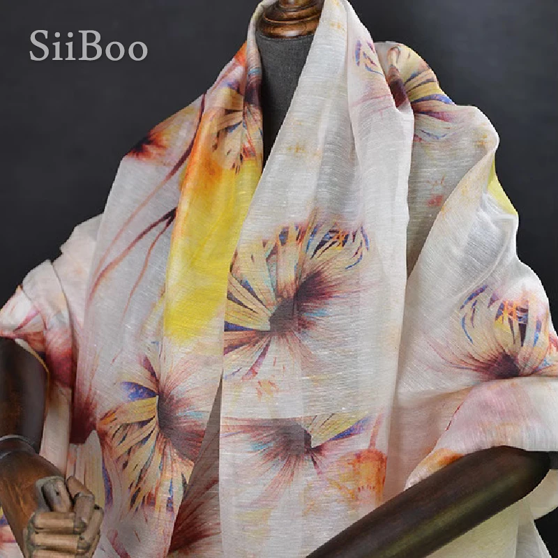 Ткань из смеси натурального шелка и льна вуаль для женского платья