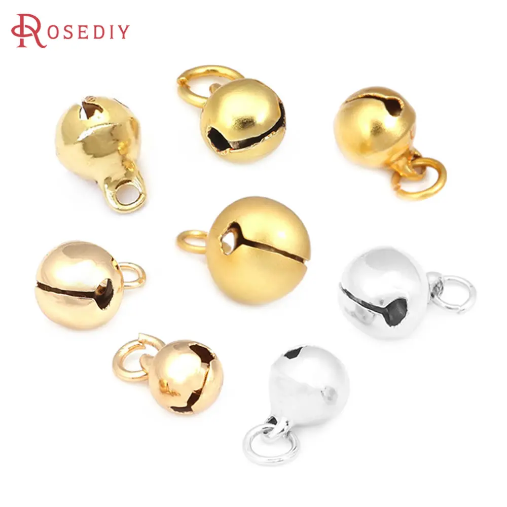 Латунные бусины-колокольчики с покрытием 24-каратным золотом, аксессуары для рукоделия, 20 шт., 5 мм, 6 мм, 8 мм, 10 мм