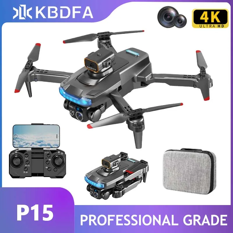 

KBDFA New P15 Drone 8K/4K With Gifts WiFi Foldable Quadcopter Dron Obstacle Avoidance HD Remote Control Helicopters Camera Toy