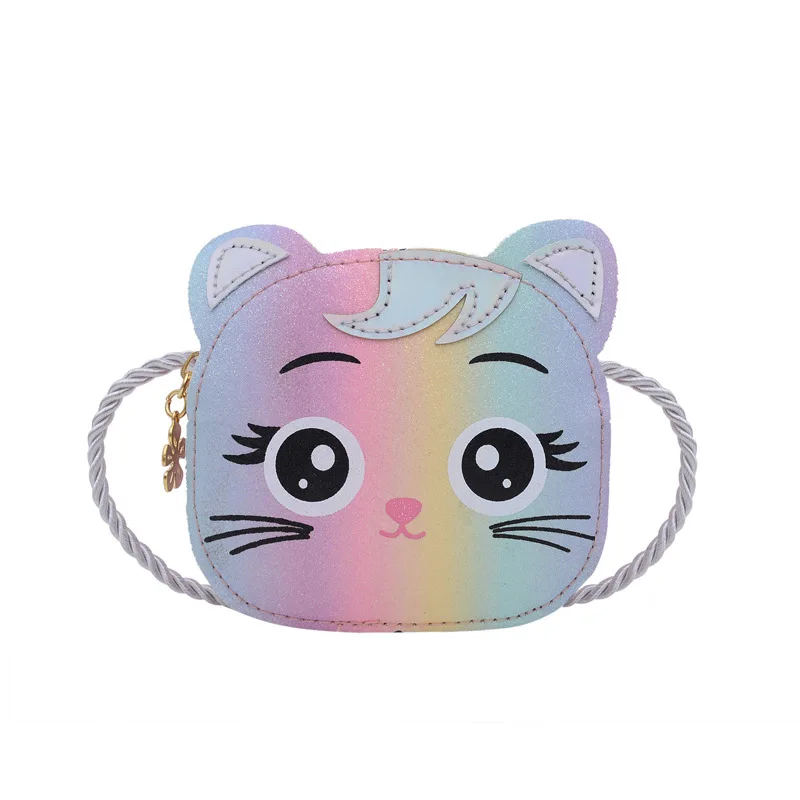 Colorful Children's Mini Shoulder Bags Cute Cartoon Cat Baby Girls Accessories Messenger Bag Kids Pu Leather Coin Purse Handbags