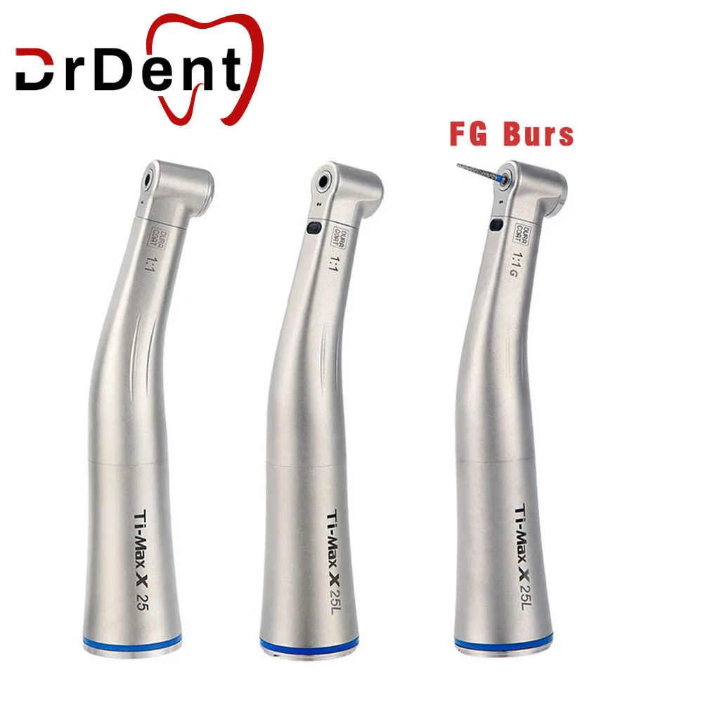 

Ti Max X25/X25L/FG X25L Contra Angle With LED Dental Low Speed 1:1 Handpiece With Push Button Optic Fiber Polishing Equipment