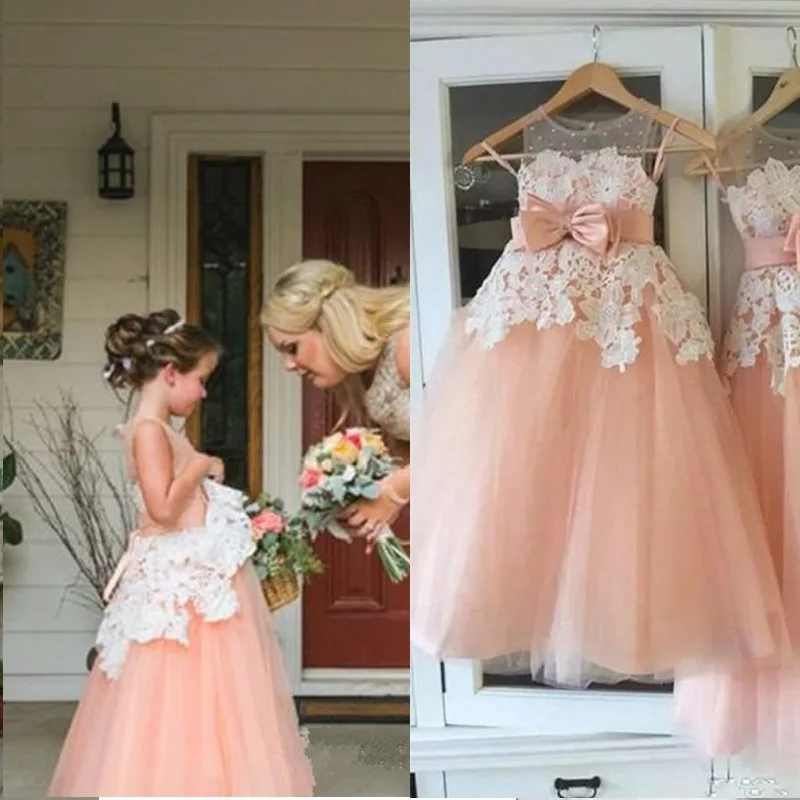 

Real Image Pink Flower Girl Dresses for Wedding Party First GIrl Pageant Communion Dresses Vestidos Primera Comunion Para Ninas