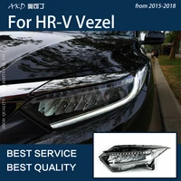 Car Lights For HRV HR-V Vezel 2015-2018 LED Crystal Matrix Headlight Assembly Wing Design Dynamic Frontlight Tools Accessories