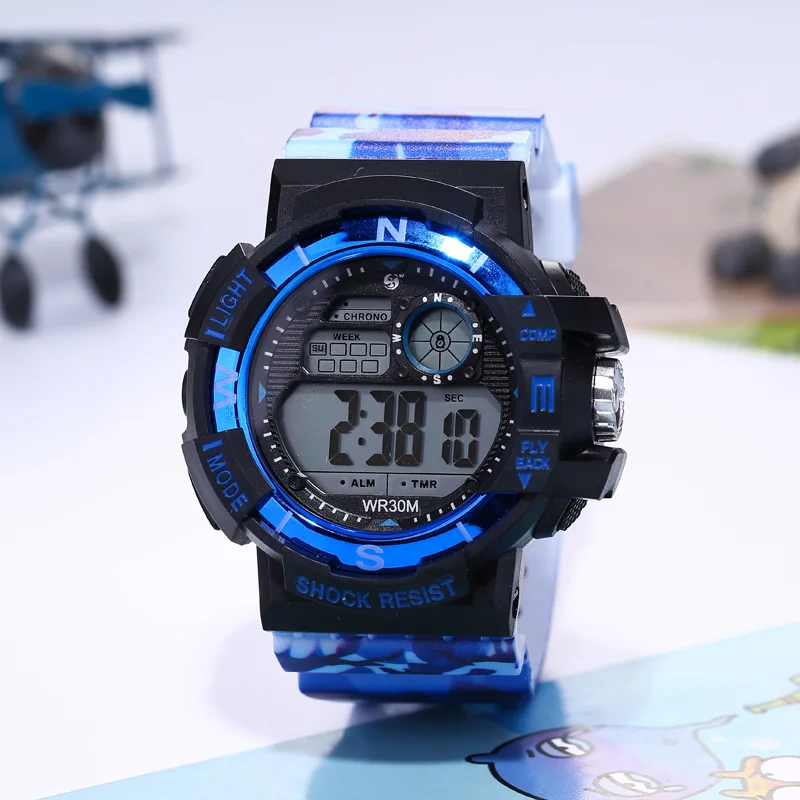 Men's waterproof junior and senior high school boys' and girls' alarm clock simple concept sports children's trend table