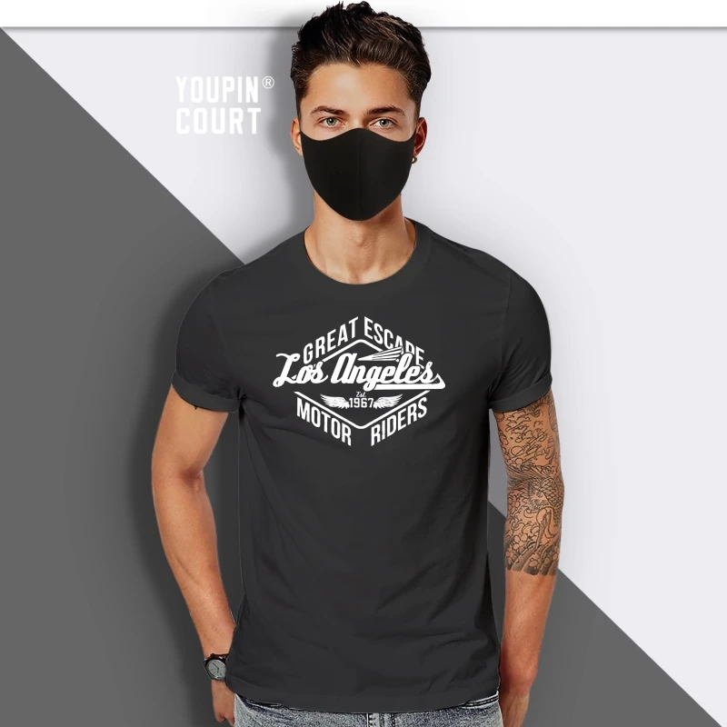 

Great Escape motor riders trendy Tumblr hipster Retro vintage printed Mens Unisex tee T-shirt tops black men t shirt