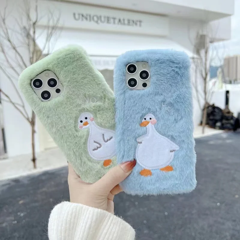 Милый мягкий плюшевый чехол с изображением утки из мультфильма для телефона Samsung