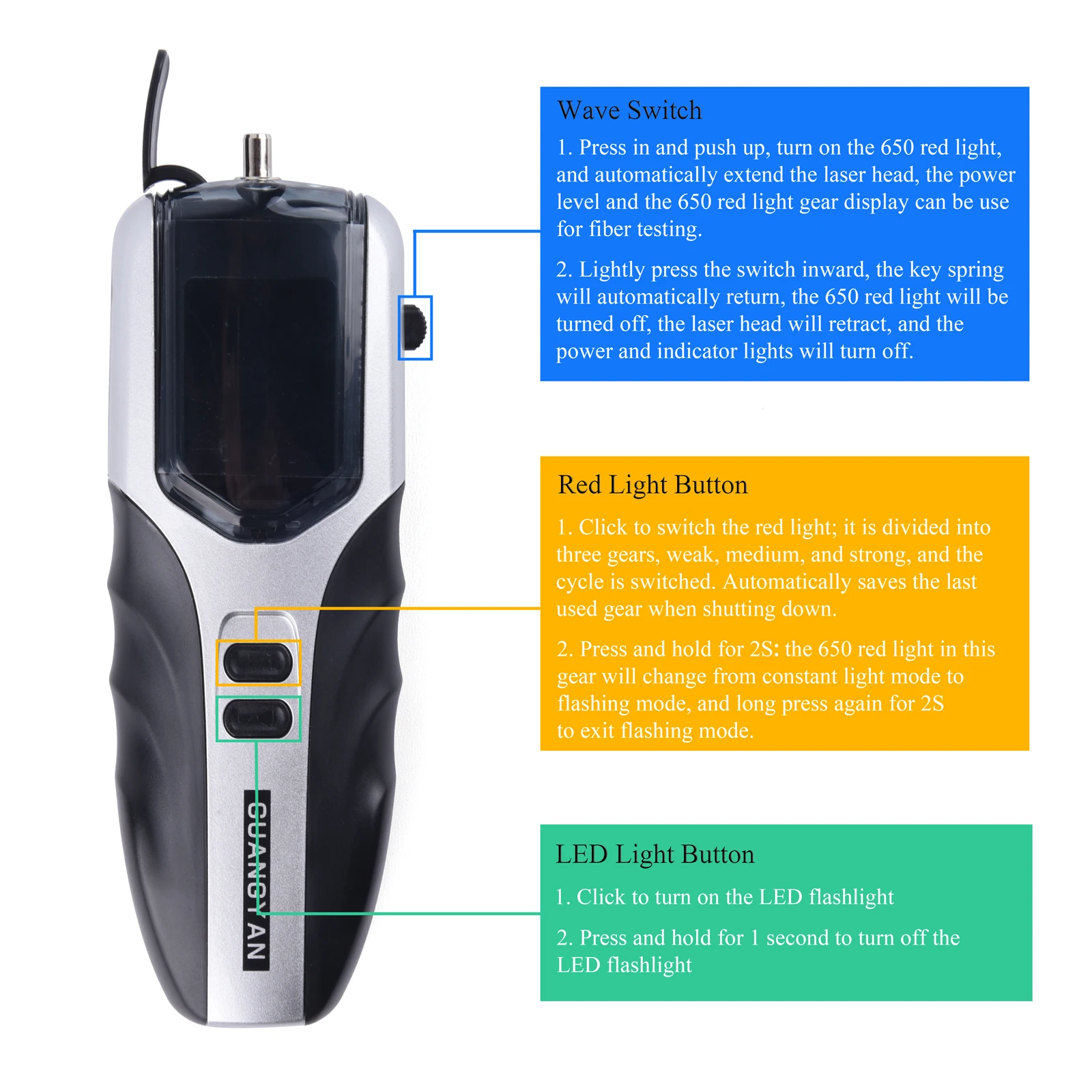 Fiber Optic Cable SC/FC/ST Tester Pen 5/15/20/30KM Adjustable Red Laser Optical Visual Fault Locator VFL Optic Fiber Test Tool