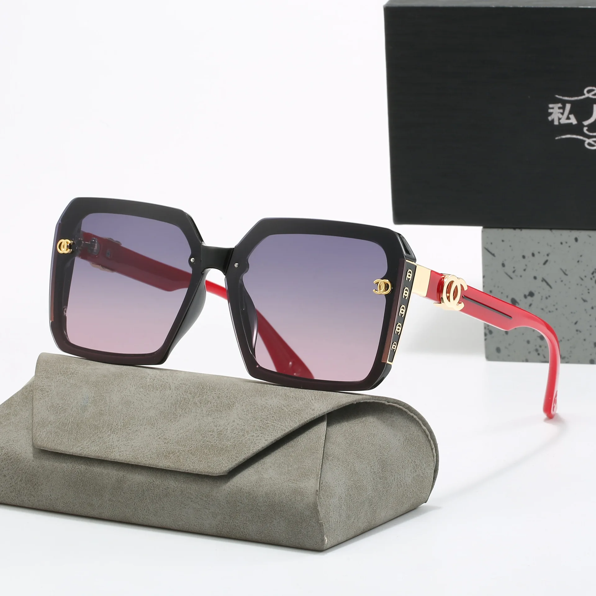 2024 модные квадратные поляризационные солнцезащитные очки в большой оправе