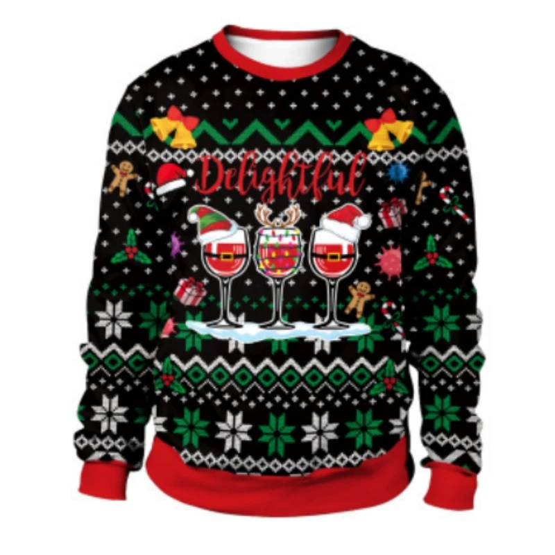 Свитшот мужской оверсайз с длинным рукавом и 3D-принтом Санта-Клауса