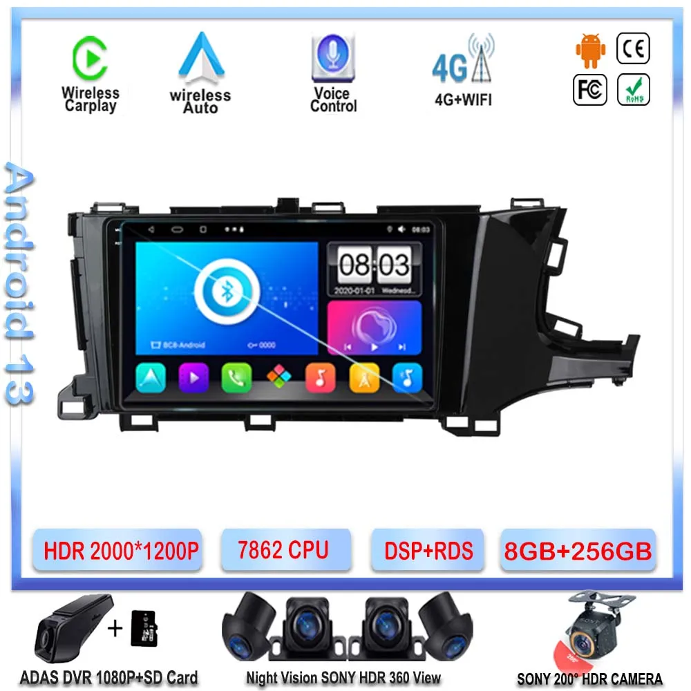 

7862 CPU Android 13 Car Radio DVD for Honda Shuttle 2 2015-2020 Auto Carplay GPS Navigation Stereo Head Unit 2DIN QLED Screen