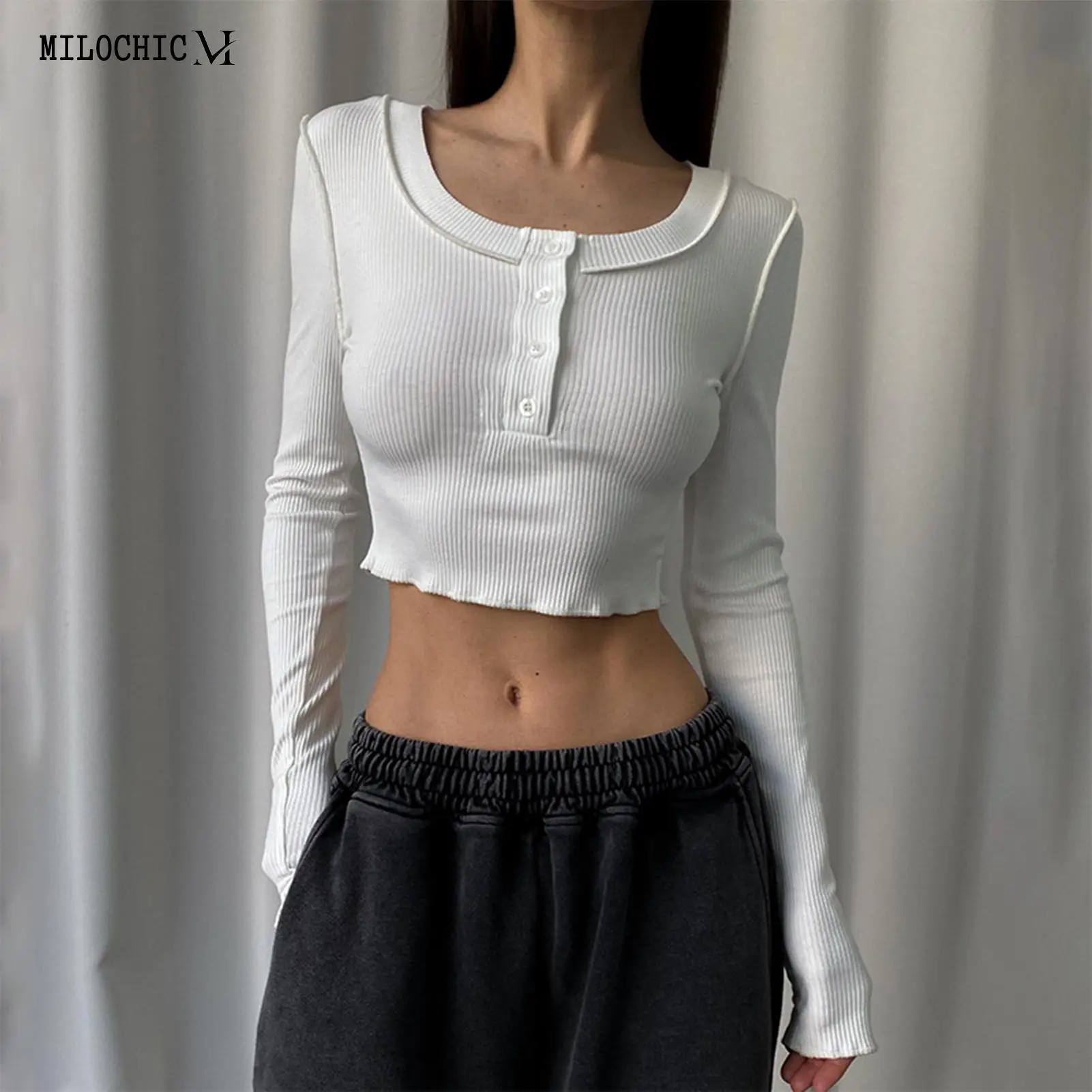 

Women Pleated Top Navel Exposed Ladies Summer Casual Top Crew Neck Solid Color Sexy Style Rib Knitted Streetwear Outfit