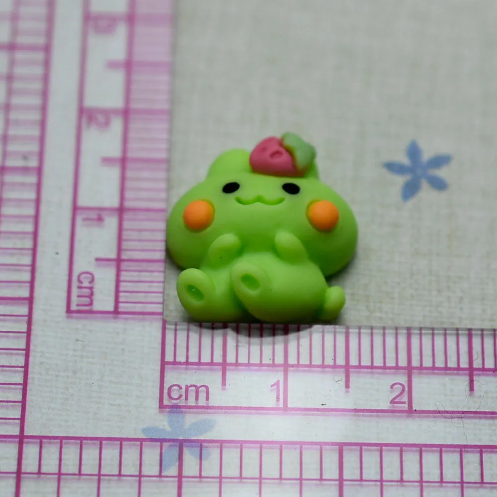 1pcs/lot resin flat back Simulation cartoon green frog 16mm Cabochons Scrapbooking Hair Bow Center DIY Christmas decration