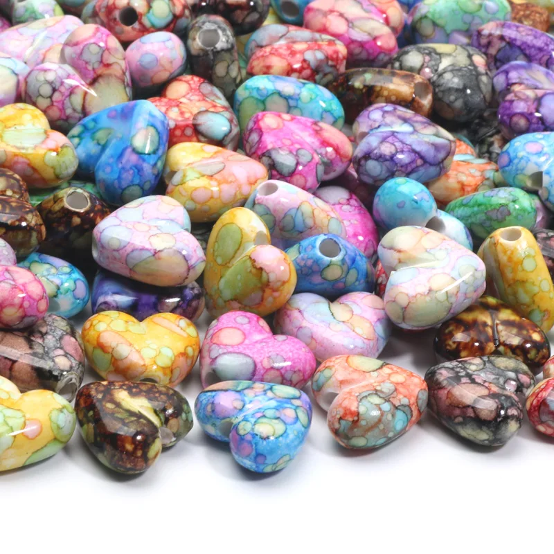 Цветные акриловые бусины в форме сердца насыпные бусины-разделители для