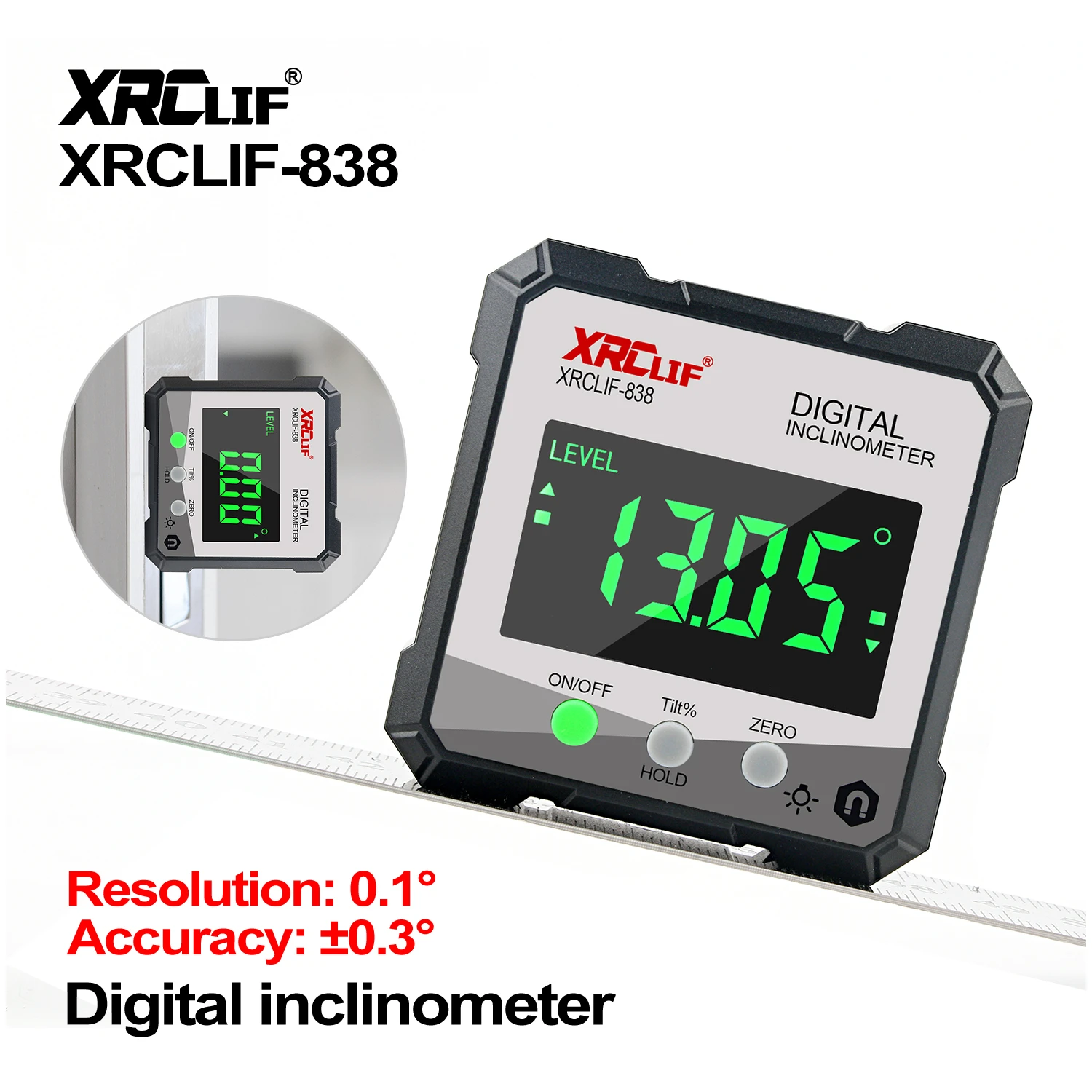 

XRCLIF Level Angle Gauge 4*90° Digital Level Protractor Inclinometer Magnetic Base Digital Angle Gauge Backlight Level Tester