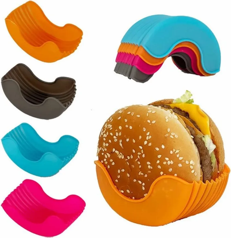 

Reusable Burger Holder Silicone Shelf Hamburger Tools Fixed Rack Holder Storage Kitchen Organizer Box Kitchen Accessories