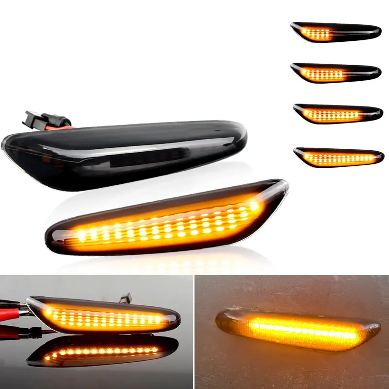 

2Pcs Canbus LED Side Marker Mirror Indicator Lamp Flowing Water Turn Signal Light Amber For BMW 3 Series E46 E90 E91 E92 E93