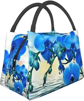 beautiful orchid print lunch box collapsible lunch tote bag for women men adults and teens