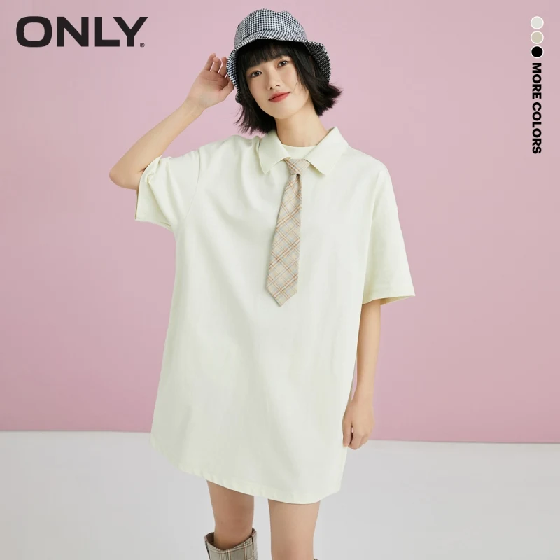 

ONLY spring new age reduction college style POLO lapel T-shirt dress female | 122161007