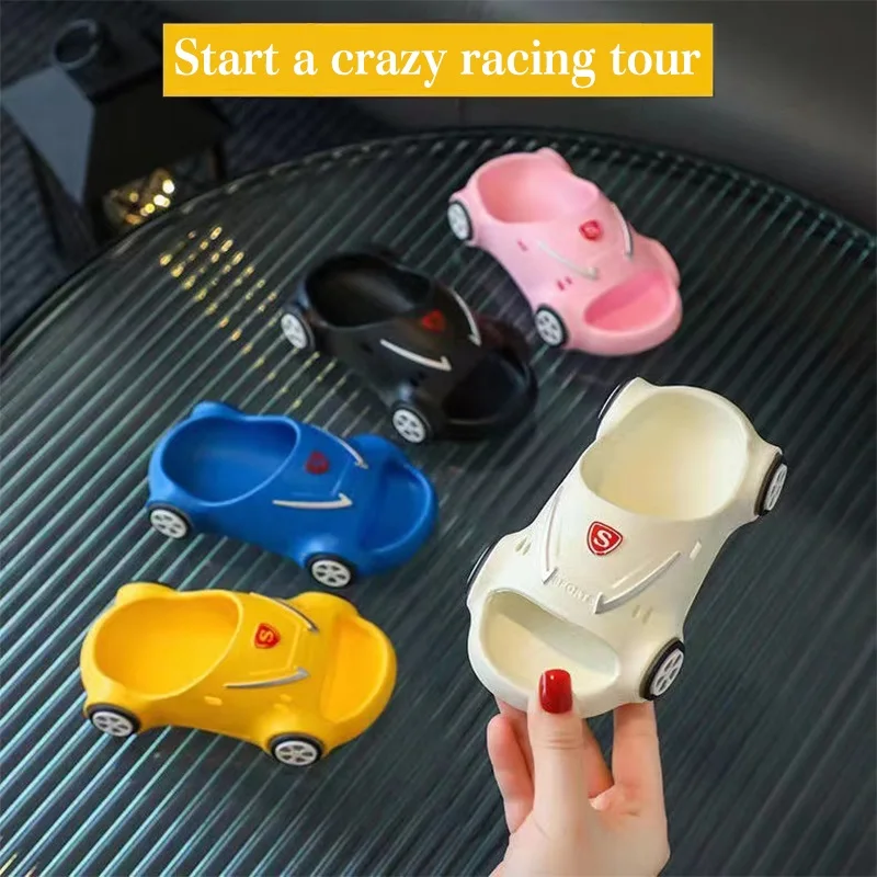 Children Glowing Summer Shoes Slippers Cartoon Sports Car Light Shoes Sandals Hole Shoes 1-7years Boy Girl Beach Bathroom Home enlarge