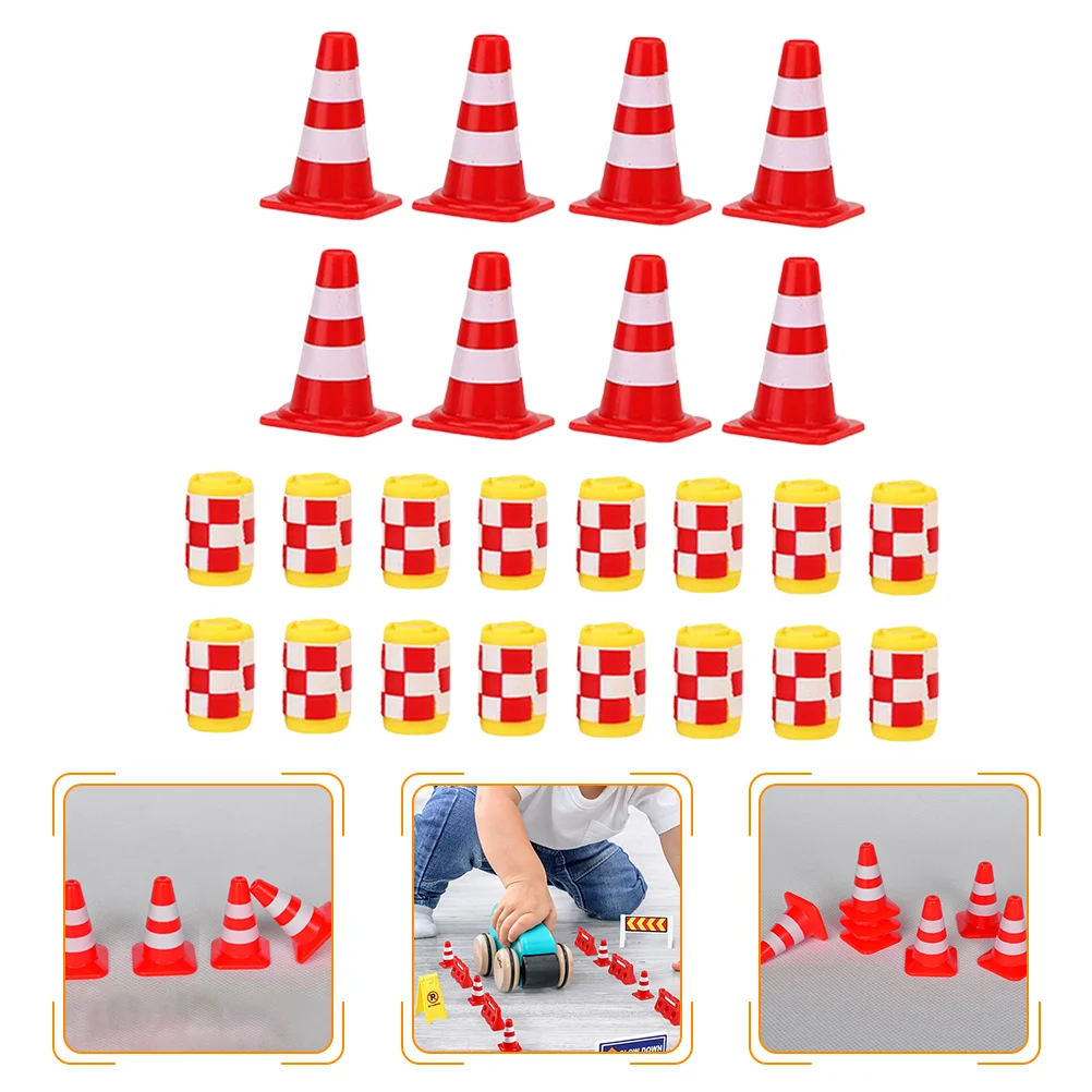 

24pcs Miniature Traffic Cones Training Roadblock Cone Roadblocks Road Cone Fences Kids Traffic Cognitive Traffic Signs DIY Sand