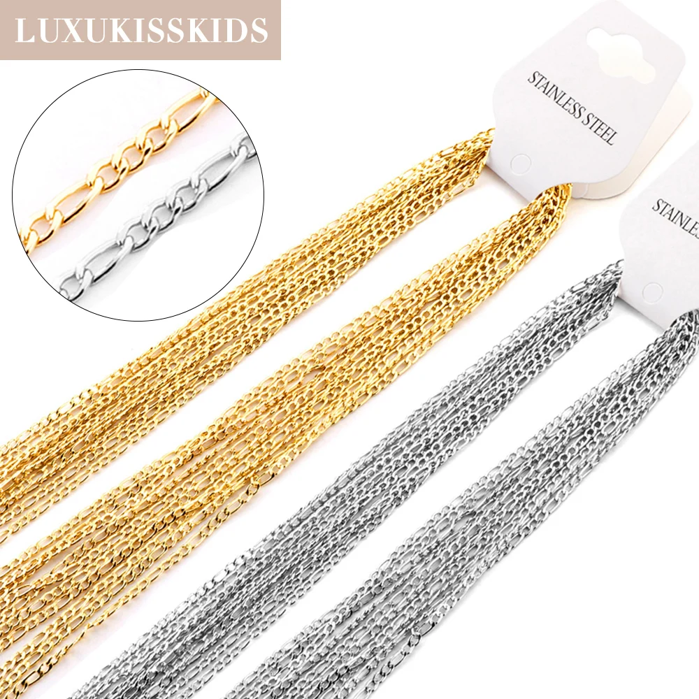 

LUXUKISSKIDS 5pcs/lot Wholesale Chain For Women Men's 2.3mm Width Link Chains Necklace Gold Stainless Steel Chain Making Parts