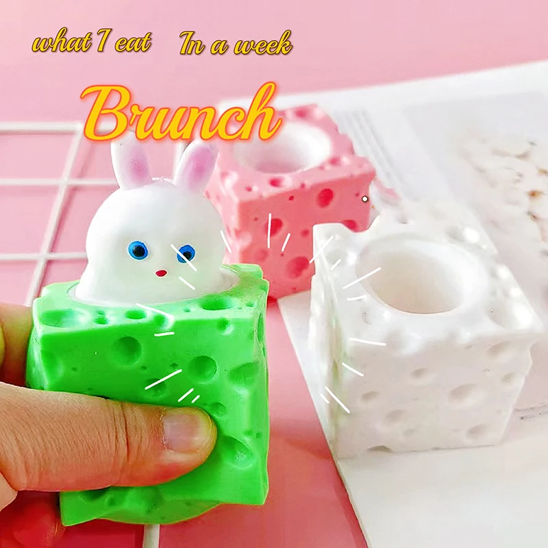 

Children Antistress Sensory Pinching Cartoon Cute Gifts Innovative Soft Cheese Rabbit Cup Squeeze Stress Relief Toys